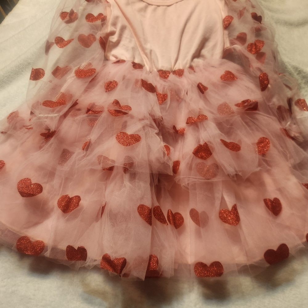 Pink Dress with Red Heart Accents Size 3-4 Y